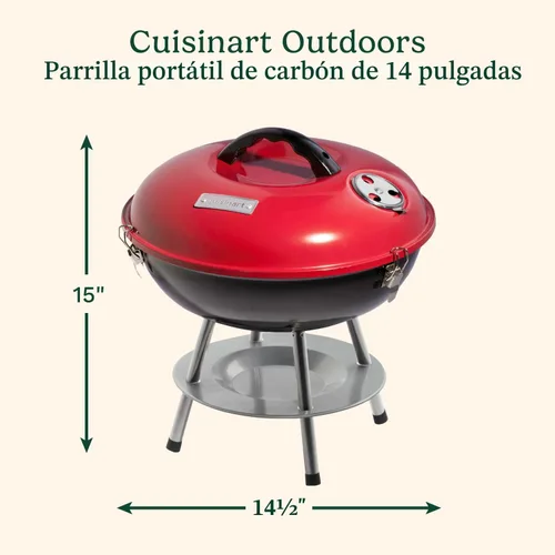 Miniatura 2 de Portátil barbacoa de carbón, Cuisinart ccg-190, 14 in, Rojo