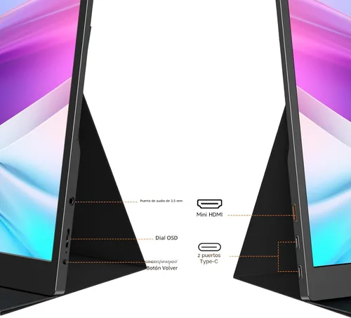 Miniatura 5 de qaf Monitor portátil de 15.6 pulgadas para laptop, monitor de computadora FHD 1080P USB-C HDMI 100% sRGB HDR pantalla IPS, segunda pantalla de viaje