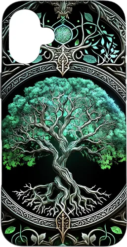 Miniatura 22 de Funda para iPhone 11 Pro Max Tree Of Life Yoga espiritual celta vikinga, verde y negro