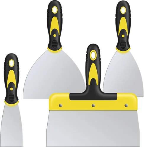DEKEones Juego de Espátulas de Masilla, 4 Piezas Raspador de Acero Inoxidable Herramienta de Pintura con Agarre Cómodo para Reparación de Paneles de