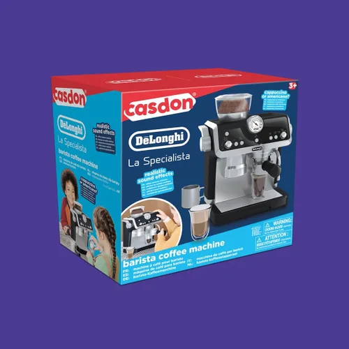 Miniatura 8 de Casdon De'Longhi Toys Barista Cafetera. Juego de cocina de juguete para niños con partes móviles, sonidos realistas y revelación de café mágico.