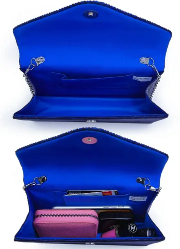 Miniatura 6 de Dasein Bolso de mano con satén satinado para mujer, tipo embrague, para noche, bandolera, bolsos, fiesta, graduación, boda, sobre