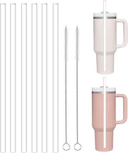 Miniatura 7 de WK ieason 6 popotes de repuesto reutilizables para Hydro Flask de 32 onzas, 18 onzas y 64 onzas, popotes de plástico con 2 cepillos de limpieza