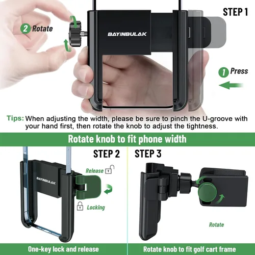 Miniatura 2 de BAYINBULAK Accesorios para soporte de teléfono para carrito de golf, negro