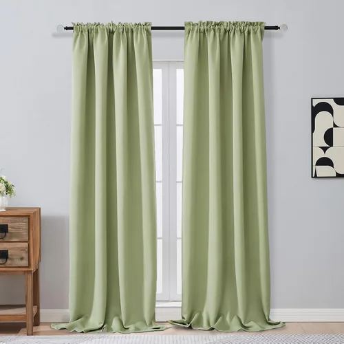 Miniatura 150 de OVZME Cortinas opacas turquesa para tratamiento de ventanas pequeñas, cortinas cortas con bloqueo de luz para ventana de cocina sobre el fregadero