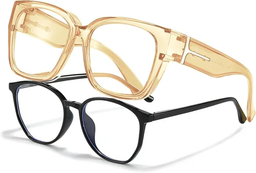 Miniatura 11 de LVIOE Lentes con filtro de luz azul para mujeres y hombres, anteojos de bloqueo de luz azul de gran tamaño para llevar sobre anteojos LB7511