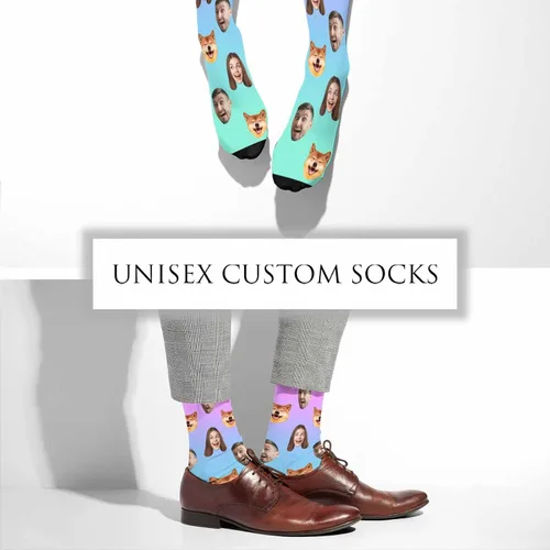 Miniatura 25 de Artsadd Calcetines personalizados para mujeres y hombres, amantes de los perros y gatos, regalos divertidos unisex personalizados