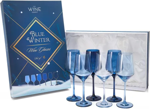 Miniatura 18 de Juego de copas de vino de colores, juego de 6 vasos de 12 onzas, tallo alto de estilo italiano único para vino blanco y tinto, agua, vasos