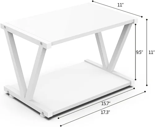 Miniatura 4 de VEDECASA Soporte de escritorio retro para impresora con 2 niveles de madera, estante de madera rústico industrial para granja, organizador de libros