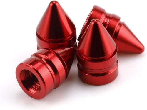 SINGARO Tapones para válvulas de neumáticos de automóvil, 4 piezas de accesorios universales de aleación de aluminio, cubiertas de neumáticos Rojo
