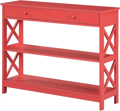 Miniatura 15 de Convenience Concepts Oxford - Mesa consola con 1 cajón con estantes, madera de granero/negro