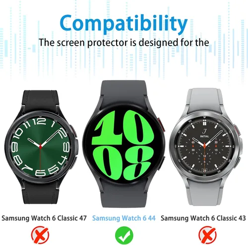 Miniatura 2 de Suoman Paquete de 4 para Samsung Galaxy Watch 6/Galaxy Watch 7 de 44 mm Protector de pantalla, [Antiarañazos] 2.5D Dureza 9H Película protectora