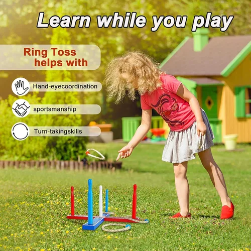 Miniatura 5 de Juego de lanzamiento de anillos de madera de alta calidad, juego de lanzamiento de WIn SPORTS para interiores y exteriores, para niños y adultos