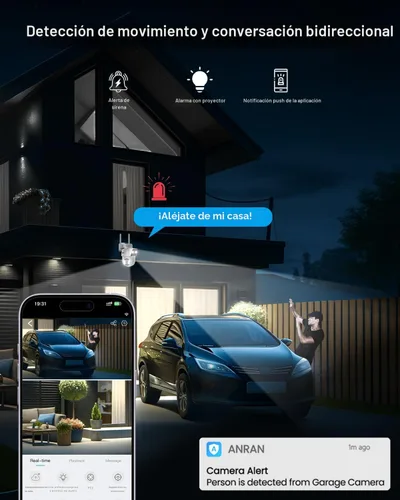 Miniatura 6 de ANRAN Paquete de 2 Cámaras de Seguridad Solar de Doble Lente Inalámbricas para Exteriores - Gran Angular Fijo de 3MP + PTZ con Vista de 360°, Cámara