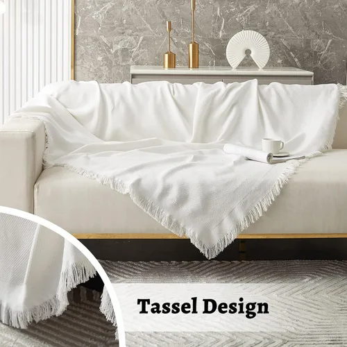 Miniatura 6 de MYSKY HOME Funda para sofá de color blanco para sofás seccionales, fundas para sofás de 3 cojines, protector para sofá, fundas para sofá