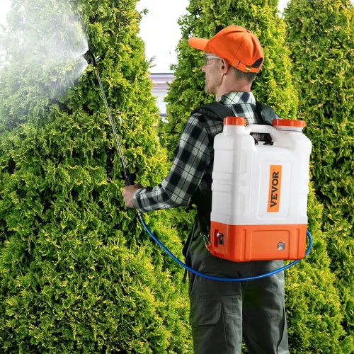 Miniatura 8 de VEVOR Pulverizador de mochila con batería de 4 galones con carro con ruedas, ajustable de 0-94 PSI, manguera de 13 pies, 6 boquillas, 2 varitas