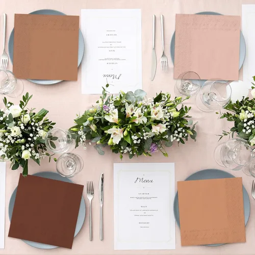 Miniatura 7 de 120 servilletas de papel de color bohemio de 2 capas, 6 colores terracota, servilletas de cóctel desechables en tono de piel de otoño, para otoño