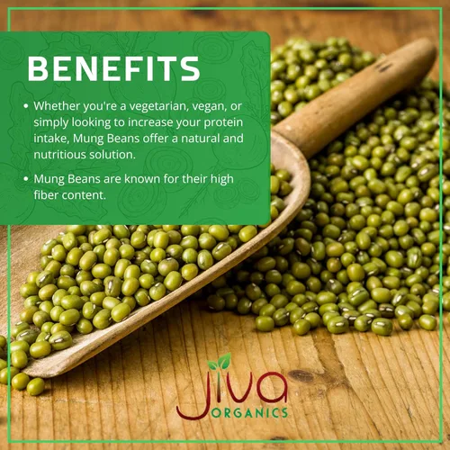 Miniatura 5 de Jiva Organics Frijoles de Mung Orgánicos Enteros 4 LB Bolsa GRANDE - Frijol Verde de Mung