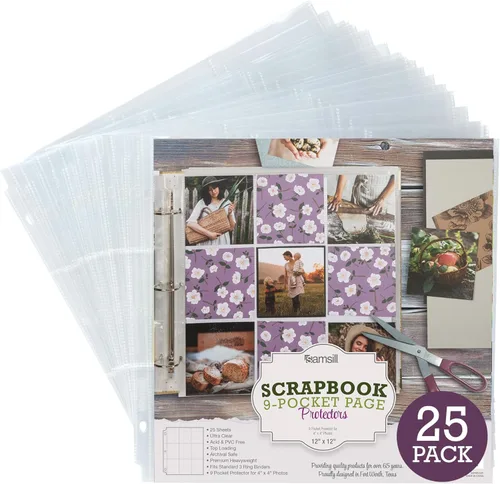 Miniatura 11 de Samsill Páginas de repuesto para álbumes de recortes de 12 x 12 pulgadas, paquete de 50, se adapta a carpetas de 3 anillos y álbumes de fotos de 12