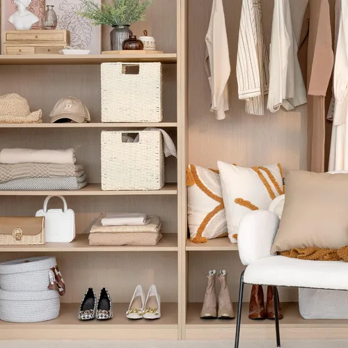 Miniatura 5 de StorageWorks Cestas de mimbre de 11 pulgadas, cubos de almacenamiento tejidos a mano con asas, cesta plegable de cuerda de papel para organizar