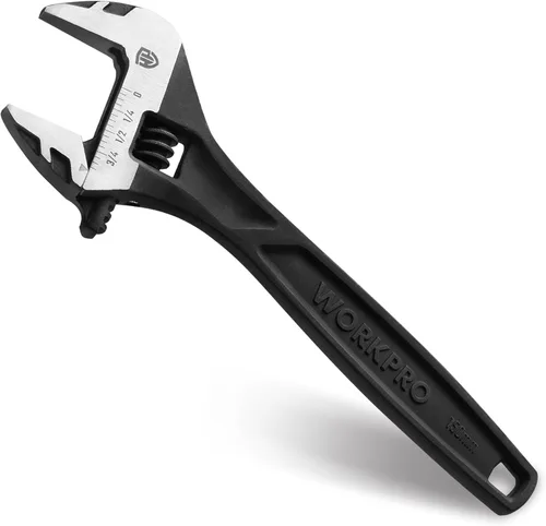 Miniatura 12 de WORKPRO - Llave ajustable de 4 pulgadas de servicio pesado con escala imperial y métrica, llave premium de acero Cr-V, cromada