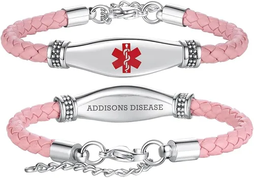 Miniatura 10 de LinnaLove Pulseras de alerta médica para mujeres, hermosas pulseras de cuero femenino para identificación médica con grabado gratuito