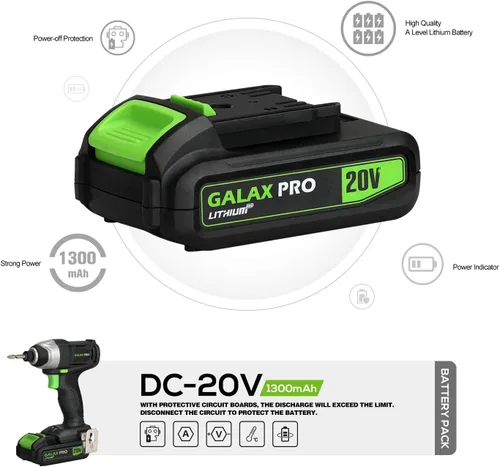 Miniatura 6 de GALAX PRO Impact Driver - Controlador inalámbrico hexagonal de iones de litio de 20 V de 1/4 pulgadas con luz de trabajo LED, 6 puntas