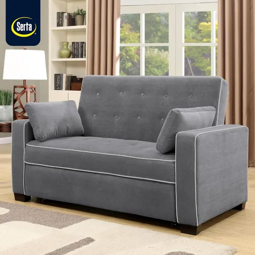 Miniatura 8 de Serta Ainsley Sofá Cama Convertible de 66.5", Tamaño Full, Dreamcoil Comfort, Tela Tejida Suave, Carbón