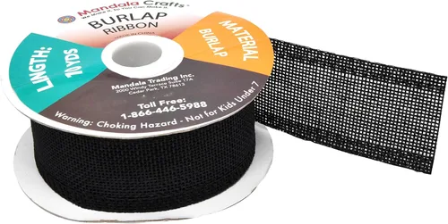 Miniatura 4 de Mandala Crafts Cinta de arpillera negra de 1.5 pulgadas de ancho para manualidades, rollo de 20 yardas de cinta rústica de arpillera para coronas