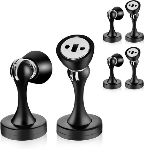 Miniatura 13 de HOMOTEK Paquete de 2 topes magnéticos para puerta, tope magnético para puerta, resistente punta de zinc y goma, soporte magnético para puerta, Negro