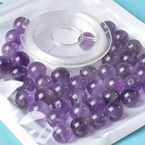 Miniatura 4 de 100 cuentas redondas de cristal liso sueltas de piedra natural para bricolaje, pulsera, collar, aretes, accesorios de fabricación de joyas