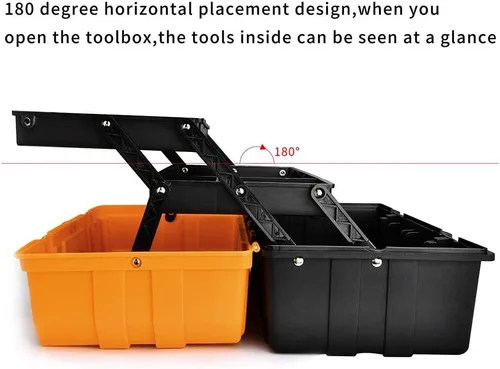 Miniatura 3 de Caja de almacenamiento de plástico de tres capas de 17 pulgadas, caja de herramientas, organizador de caja de costura, organizador multiusos
