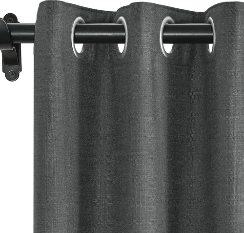 Miniatura 12 de Fcosie Cortinas opacas de lino 100 % opacas de 50 pulgadas de ancho x 63 pulgadas de largo, paneles de cortina con ojales para sala de estar
