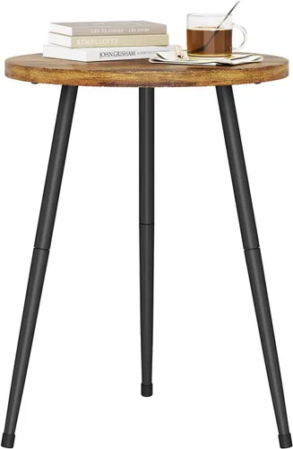 Miniatura 9 de Mesa auxiliar redonda pequeña de metal, mesa auxiliar negra para exteriores, mesa auxiliar moderna de mediados de siglo para oficina, dormitorio