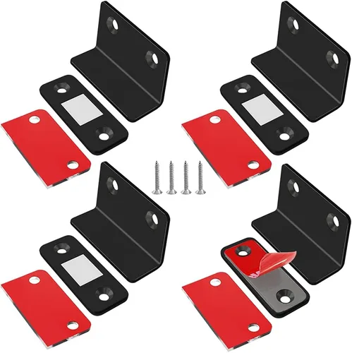 Miniatura 11 de Jiayi Paquete de 2 imanes magnéticos para gabinete, color plateado, ultra fino, en forma de L, imanes de cajones adhesivos para armarios de cocina