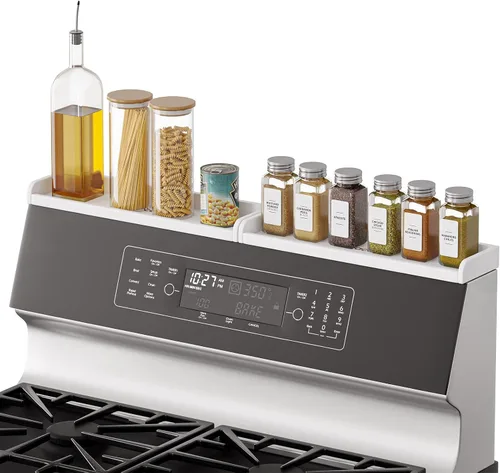 SpaceAid Organizador de estante de cocina de 30 pulgadas de ancho para estufa, estante magnético de especias de bambú para estufa del hogar,