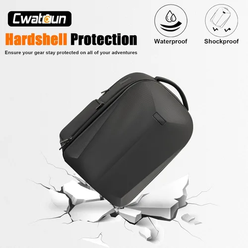 Miniatura 4 de Cwatcun Mochila rígida para cámara, bolsa de cámara profesional para fotografía, compartimento para laptop de 15.6 pulgadas, soporte para trípode