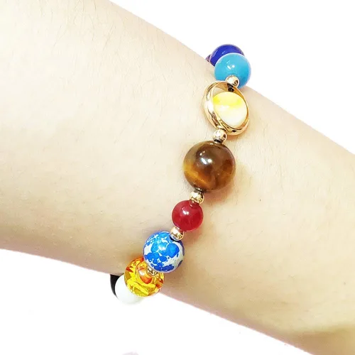 Miniatura 7 de Pulsera de cuentas de piedra para mujer, diseño de galaxia del universo de 8 planetas o 9 planetas en el sistema solar, pulseras de estrella