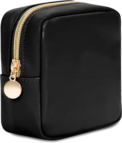 Miniatura 13 de Wandering Nature Pequeña bolsa de maquillaje para bolso, bolsa de cosméticos con cremallera para mujer, bolsa de viaje de cuero vegano ecológico