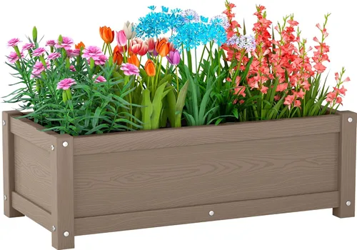 Miniatura 19 de Cama de jardín elevada con agujeros de drenaje, jardinera elevada impermeable de HDPE con patas, estable y duradera para plantar hierbas, vegetales