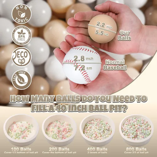 Miniatura 2 de GOGOSO Pelotas para Piscina de Pelotas para Niños Pequeños, 100pcs Pelotas de Gateo de 2.15 pulgadas Sin BPA A Prueba de Aplastamiento Pelotas