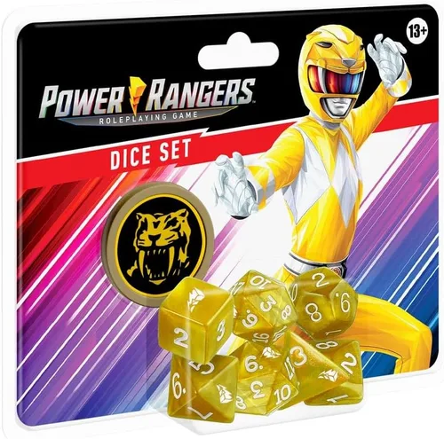 Miniatura 3 de Renegade Game Studios Power Rangers RPG - Juego de dados poliédricos personalizados de 8 piezas con moneda de poder Rojo