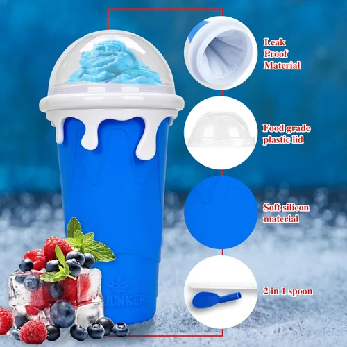 Miniatura 2 de Slushy Cup & Slushy Maker - Vaso portátil para licuados de frutas, leche y helado, doble capa de sílice con tapa y popote para niños, amigos y Rosa