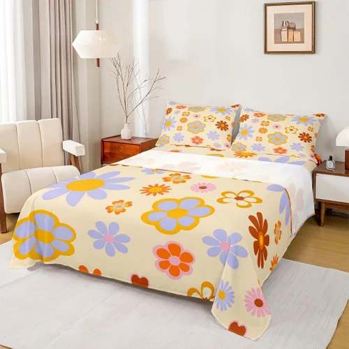 Miniatura 13 de Erosebridal Groovy - Juego de sábanas para decoración de fiesta para niñas y mujeres, diseño de signo de paz, tamaño individual, sábanas de mariposa