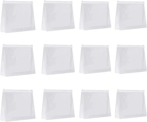 JIAKAI 12pcs Mini Pequeño PVC Transparente Plástico Cosmético Organizador Bolsa Bolsa Con Cierre De Cremallera Para Viajes De Vacaciones, Baño Y