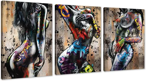 Miniatura 29 de Novatique 3 piezas de arte de pared sexy en blanco y negro para parejas desnudas, decoración de pared abstracta de amor para mujeres y hombres, arte