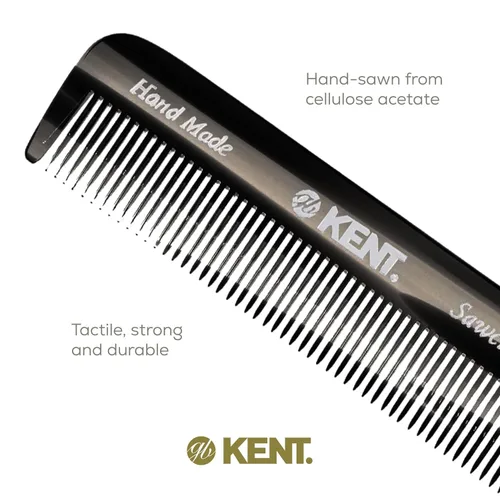 Miniatura 4 de KENT A FOT Peine de bolsillo hecho a mano para hombres, peine de pelo de dientes finos para peinados diarios, barba y bigote, uso seco