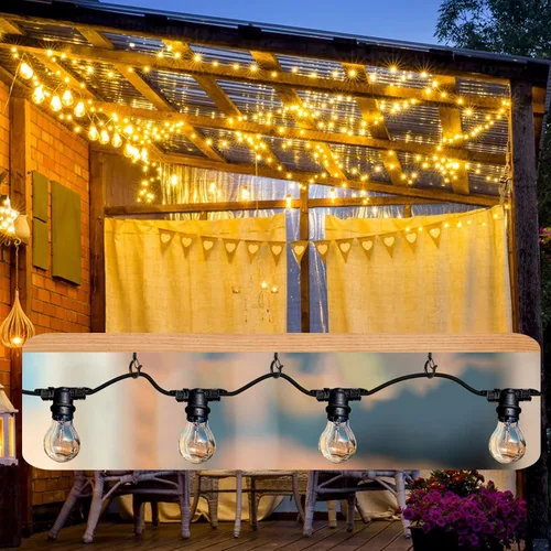 Miniatura 5 de Q Hangers 25 PCS Ganchos de Rosca para Luces de Cadena de Exteriores, Cesta Colgante Giratoria Ganchos para Luces de Patio con Hebilla Segura Gancho