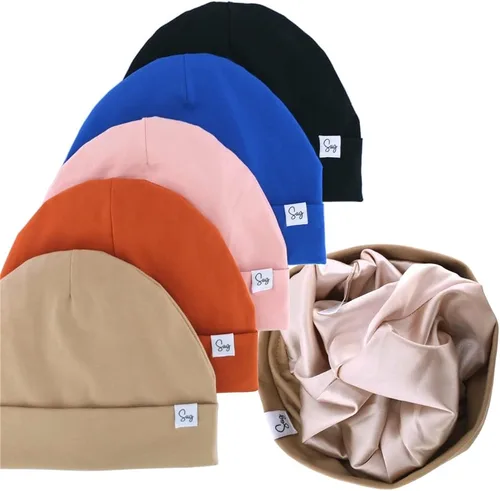Miniatura 193 de Gorro de punto para recién nacido, para niños y niñas, con forro de satén sedoso, gorro para niños pequeños