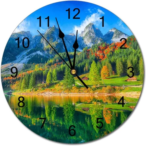 Miniatura 30 de Reloj de pared silencioso sin tictac de PVC, paisaje con hermosa puesta de sol en el campo C, funciona con pilas, 10 pulgadas (9.8 in), reloj